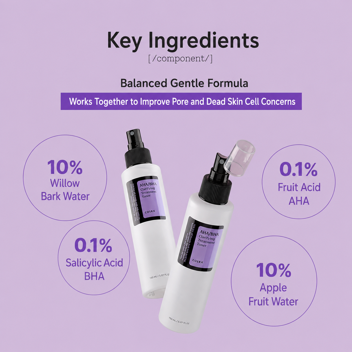 COSRX AHA/BHA Treatment Toner for Whiteheads & Clogged Pores, 50ML