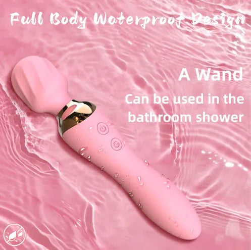 Dual-Ended 10-Mode Quiet Waterproof Vibrating Massager – Soft Rounded Head, Two-Button Control & Ergonomic Handle