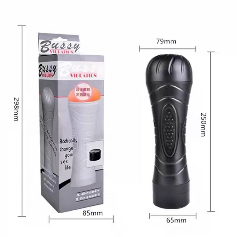 Black Manual Male Masturbator – Textured Handheld Pleasure Sleeve