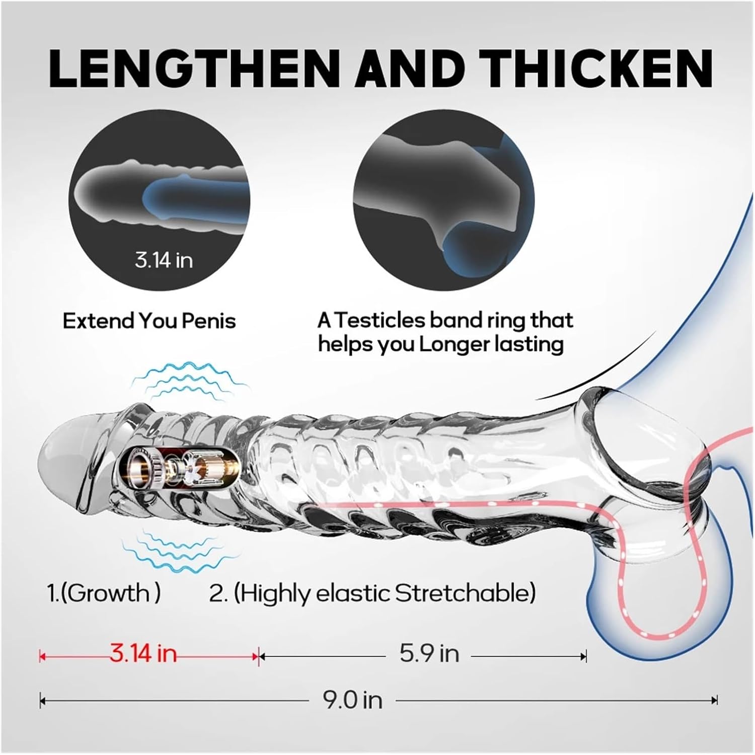 Wolf’s Fang Vibrating Textured Extension Sleeve – Extra-Long Dual-Stimulation Design