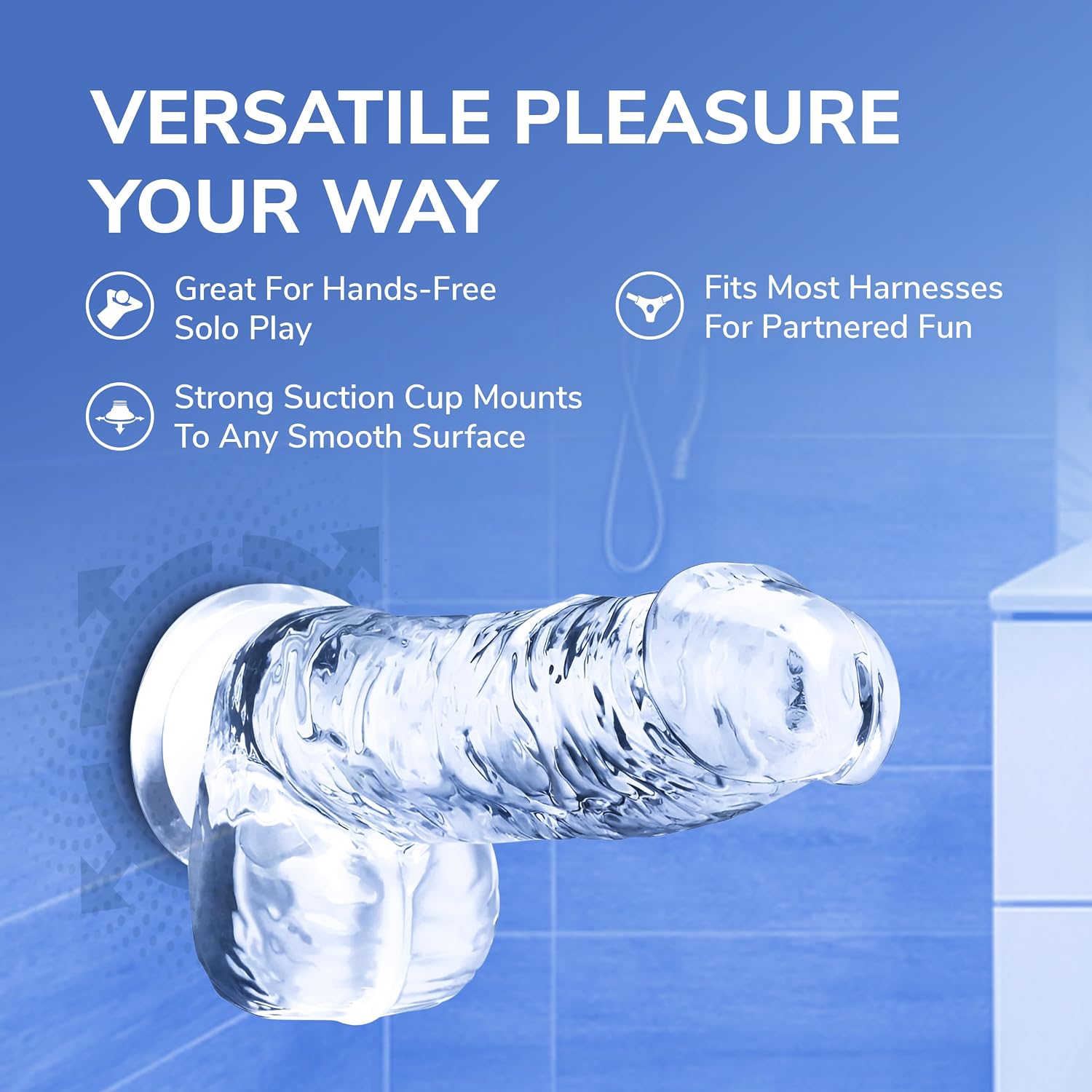 28.5CM Crystal-Clear Extra-Long Dildo with Textured Shaft & Suction Base