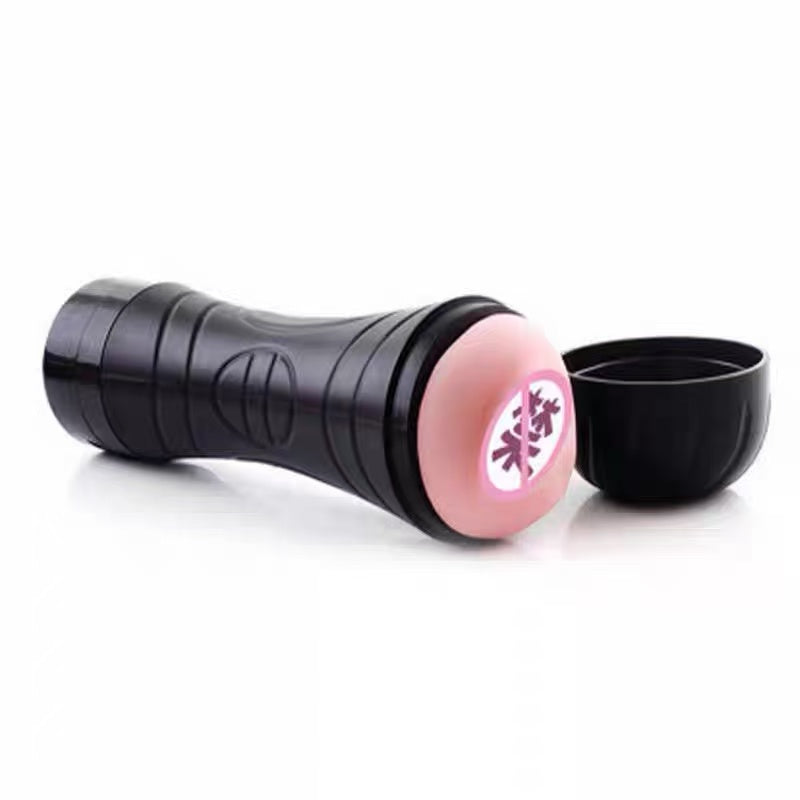 Black Manual Male Masturbator – Textured Handheld Pleasure Sleeve
