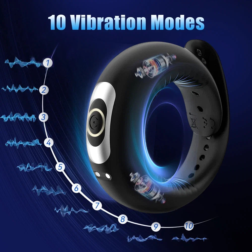 Dual-Stimulation Vibrating Cock Ring with Curved Massage Tips